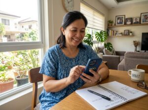 Filipino mom enrolling in Pag-IBIG MP2 online