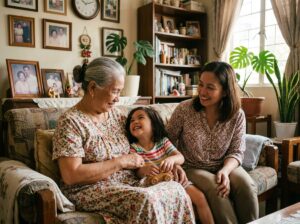 Filipino multi-generational family gentle parenting