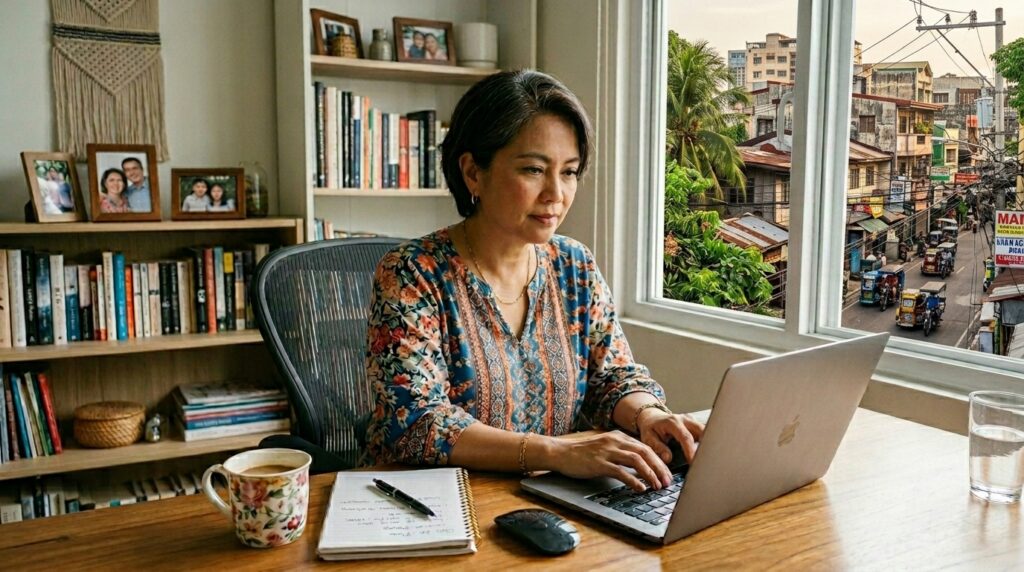 Filipino mom running home business with AI tools
