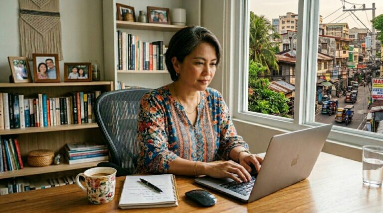 Filipino mom running home business with AI tools