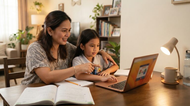 Filipino parent teaching AI literacy
